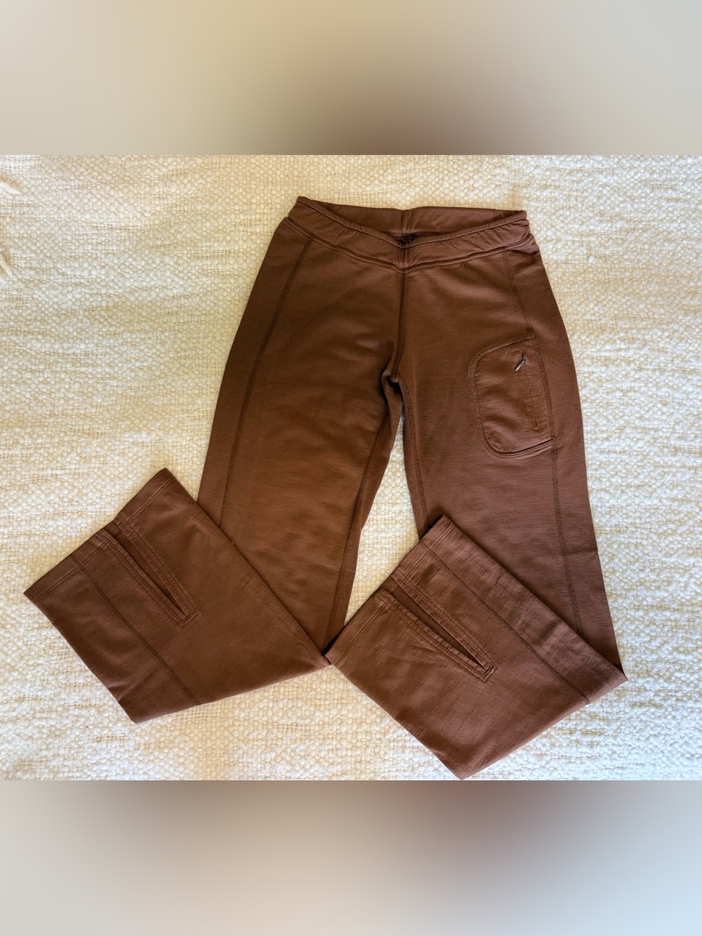 IBEX “Jaci” Saddle Brown French Terry merino wool yoga pants. Small